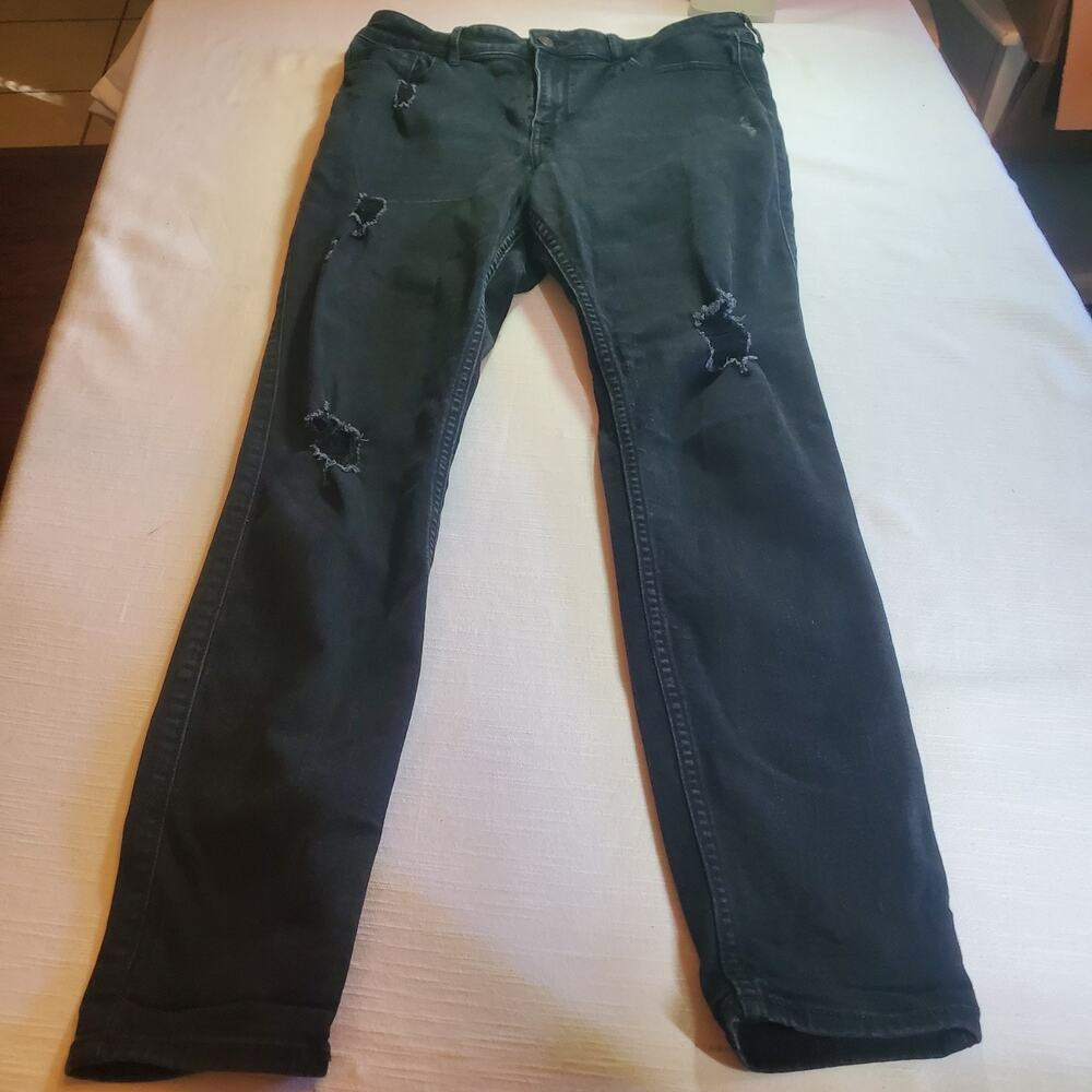 Hollister High Rise Super Skinny Jeans Womens 11 Regular W30 L30 Black Distresse